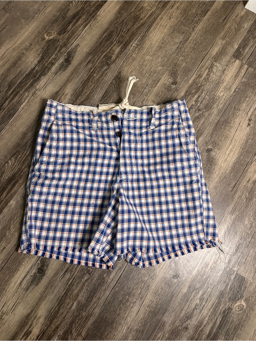 Abercrombie & Fitch Blue, White and Orange Plaid Button Shorts size 30